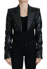 Dolce & Gabbana Black Long Sleeves Crop Blazer Cotton Jacket -   -  Dolce & Gabbana.